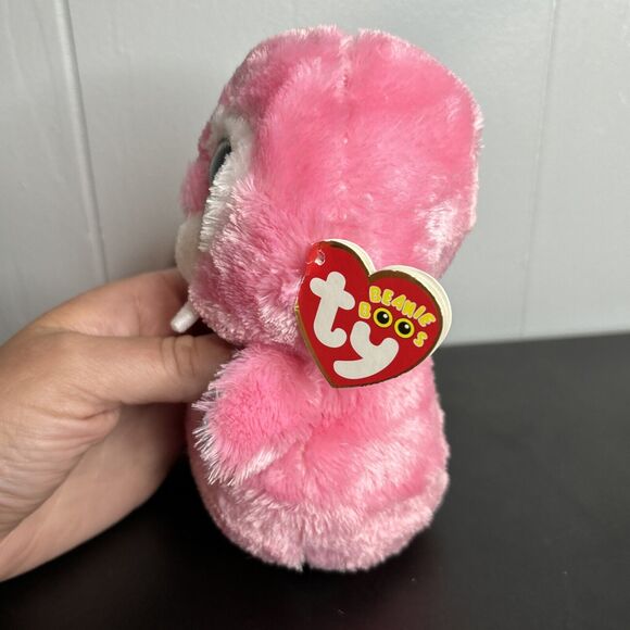 Ty Beanie Boos TUSK the Pink Walrus NEW with TAGS RETIRED Pink Glitter Plush - Picture 4 of 7